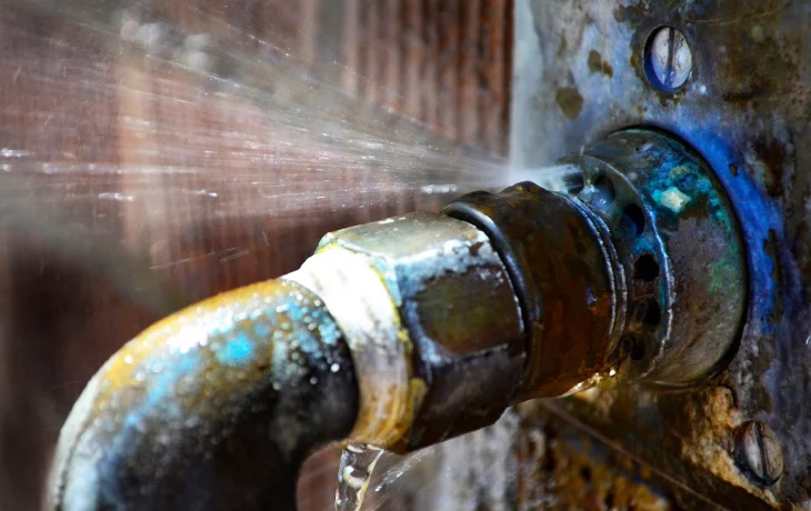 Water pipes burst in the street